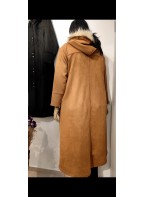 Nubuck full-length button-down oversized overcoat