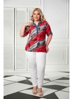 Sleeve Detailed Plus Size Viscose Coral Blouse