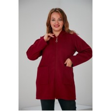 Hooded Plus Size Claret Red Felt Jacket