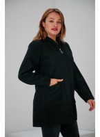 Hooded Plus Size Claret black Felt Jacket