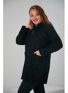 Hooded Plus Size Claret black Felt Jacket