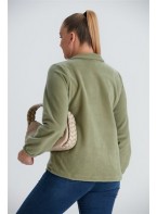 Large Size Green Fleece Sweatshirt with Elastic Sleeves