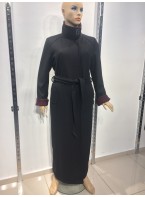 Plus Size, Belted, Black Knitted Coat