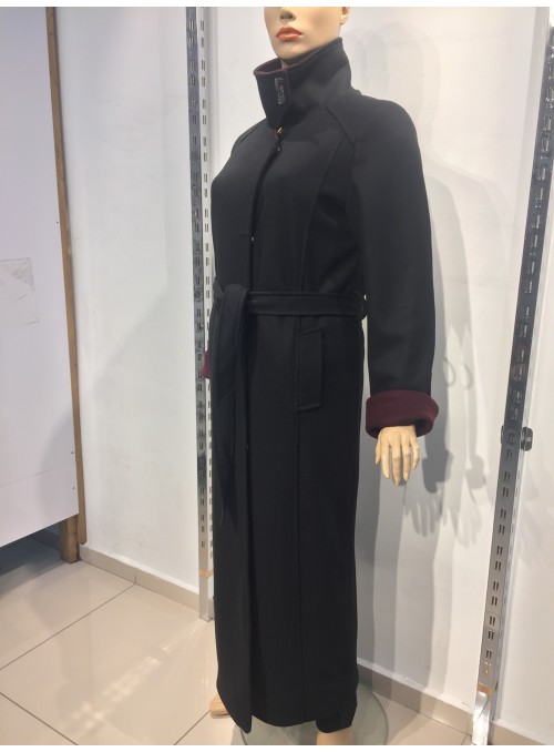 Plus Size, Belted, Black Knitted Coat