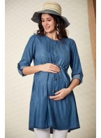  Button Detailed Kim Mavi Maternity Tunic